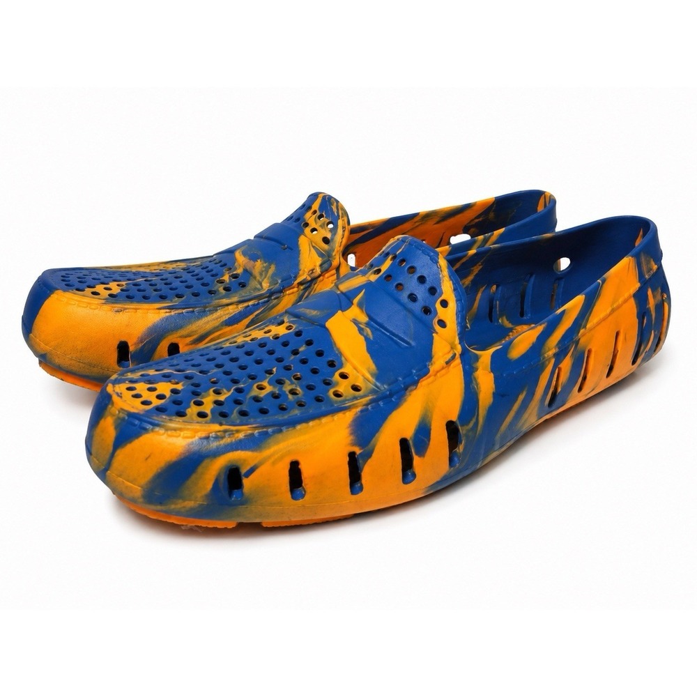 Floafers Blue Orange Swirl Camo Penny Loafers Men's Size 11 Lightweight Shoes